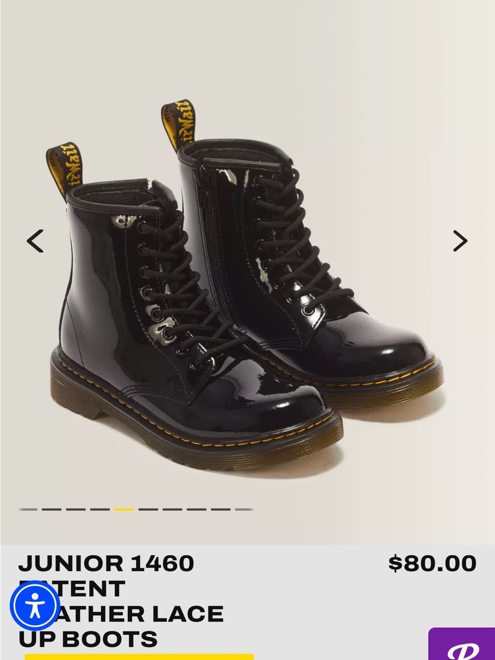 Dr. Martens Junior 1460 Glossy Black Lace-Up Boots